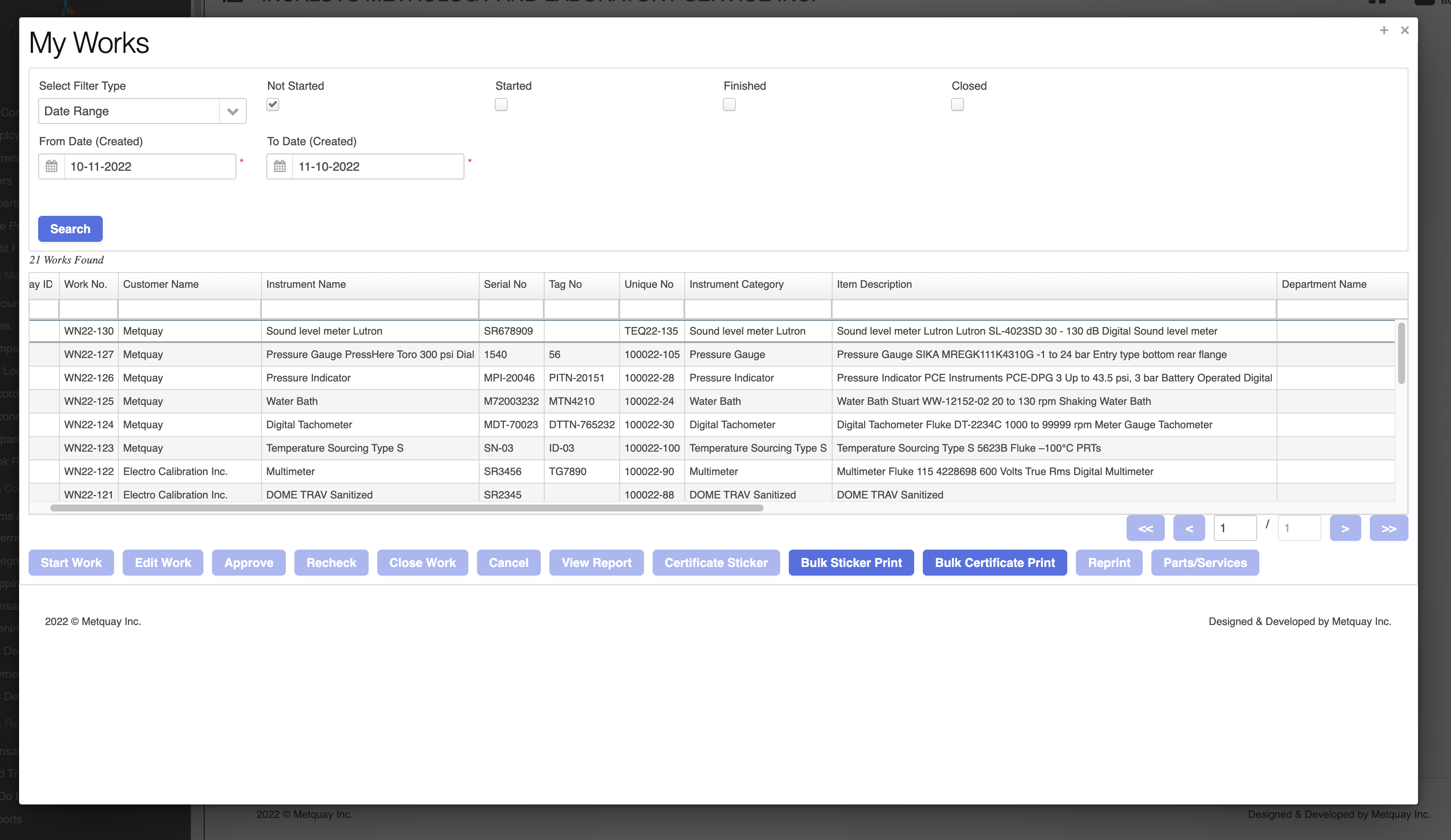 screenshot of Metquay