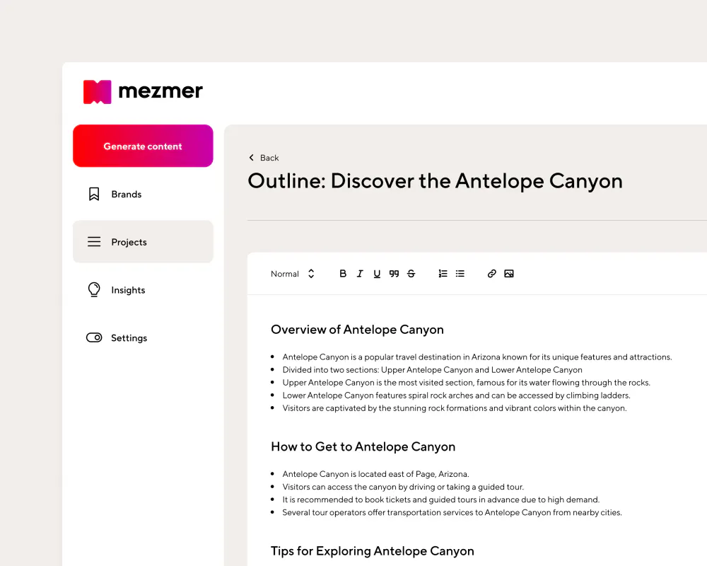 screenshot of Mezmer