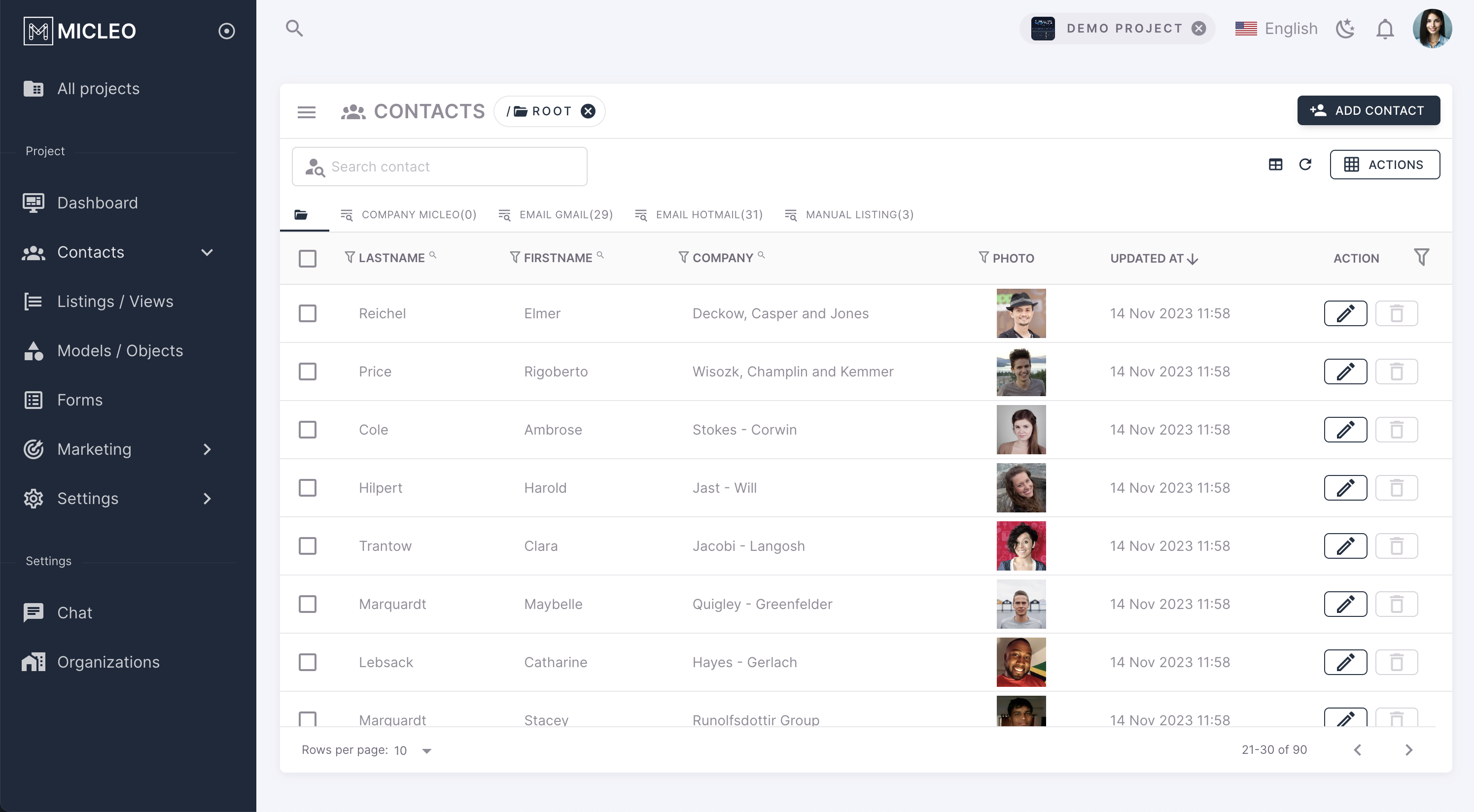 screenshot of Micleo