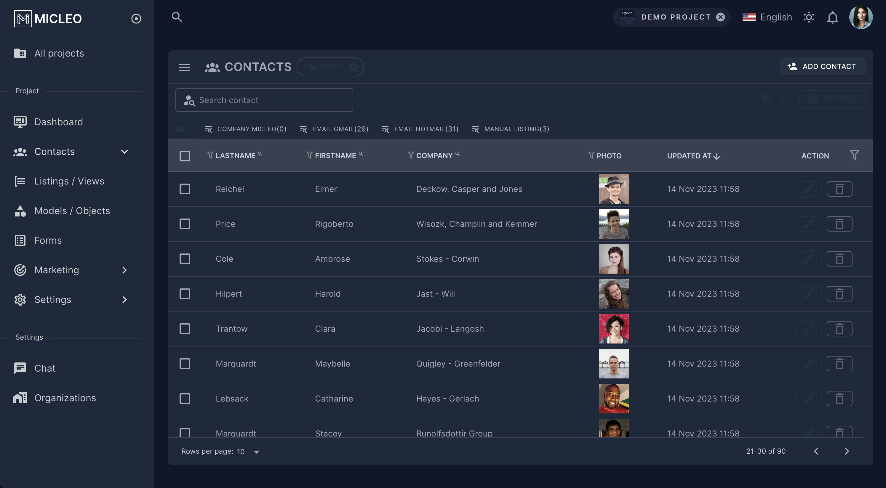 screenshot of Micleo