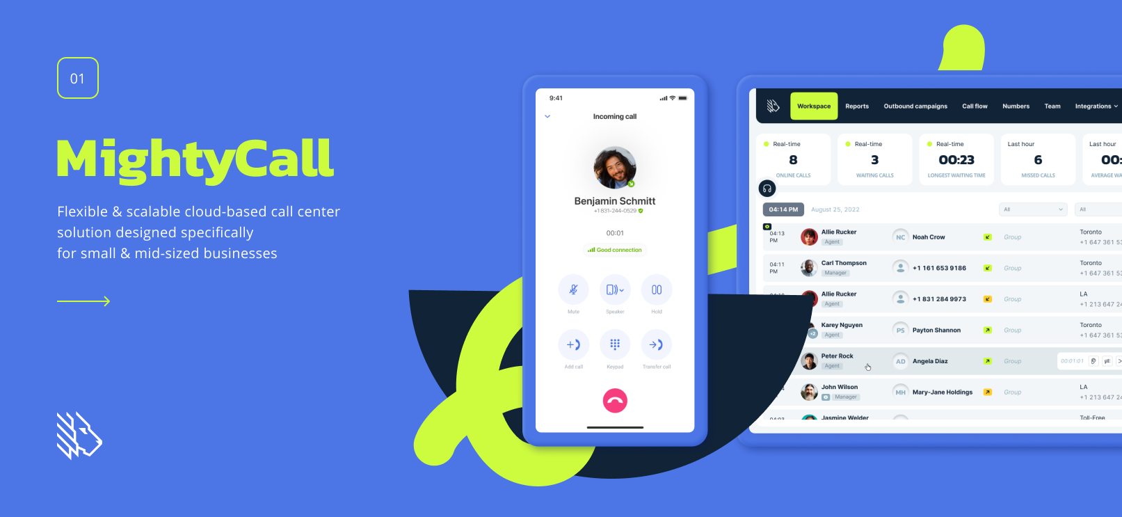 screenshot of MightyCall