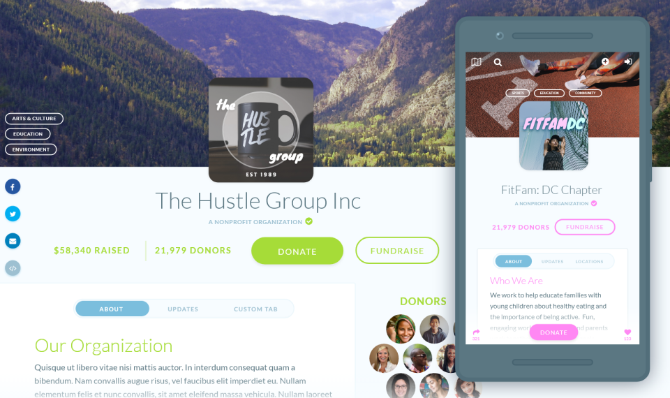 screenshot of Mightycause