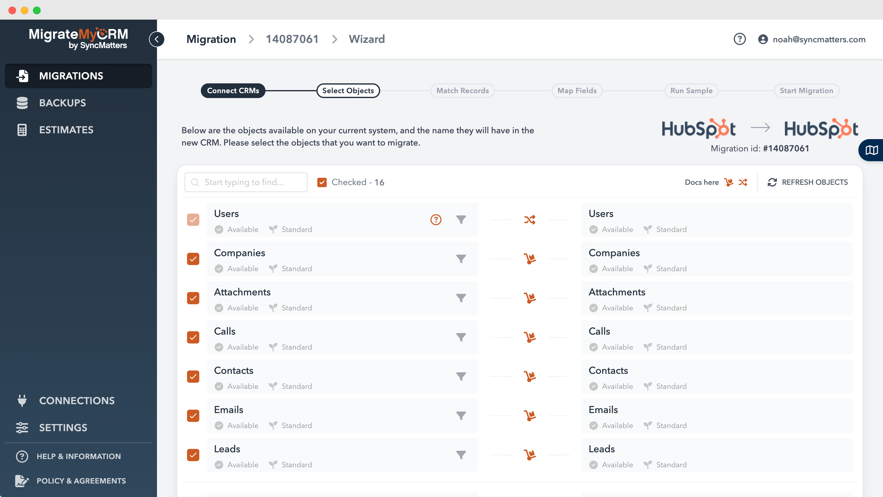 screenshot of MigrateMyCRM