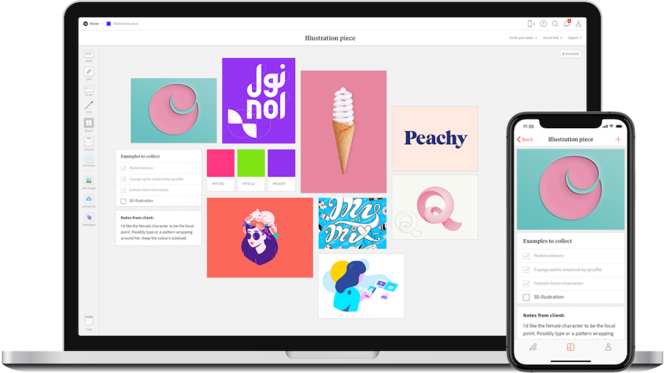 screenshot of Milanote