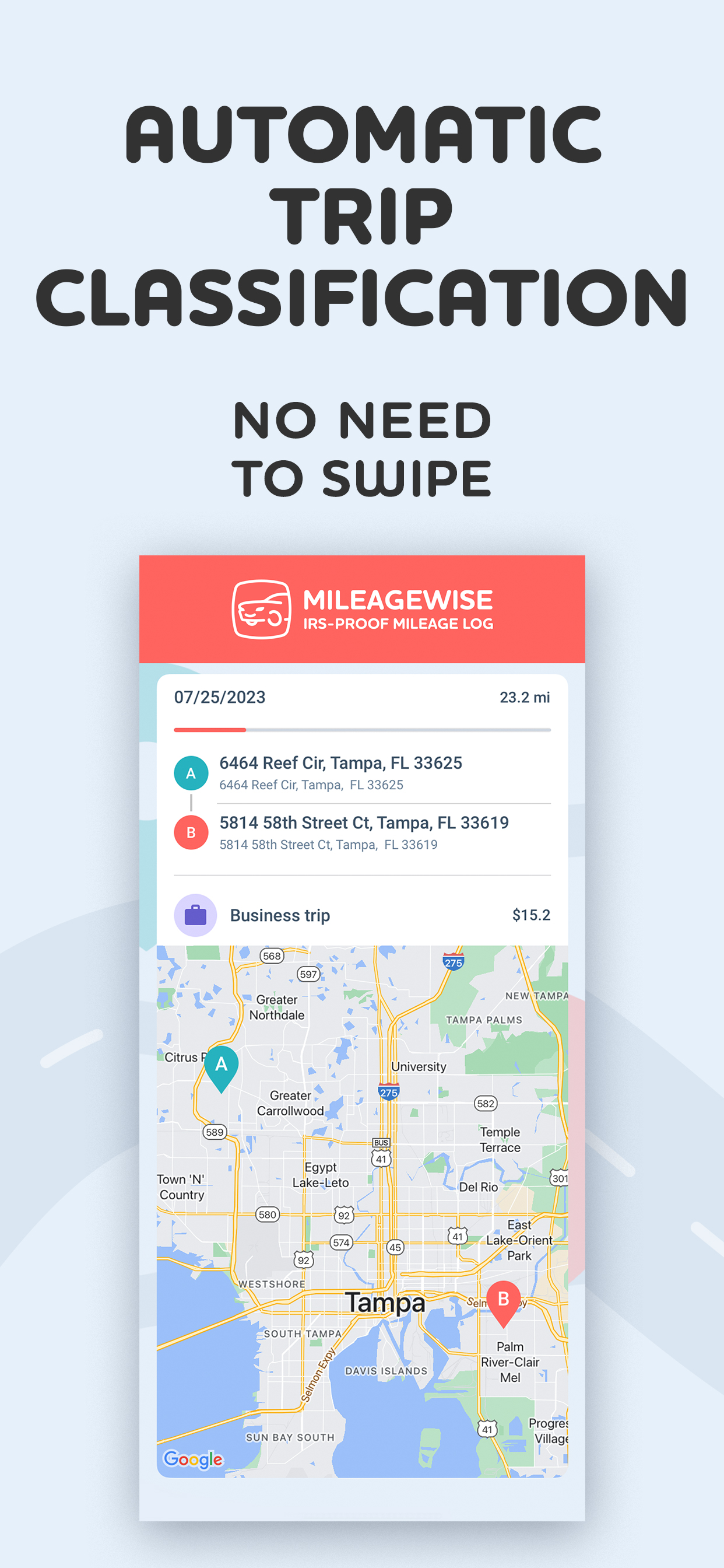 screenshot of MileageWise