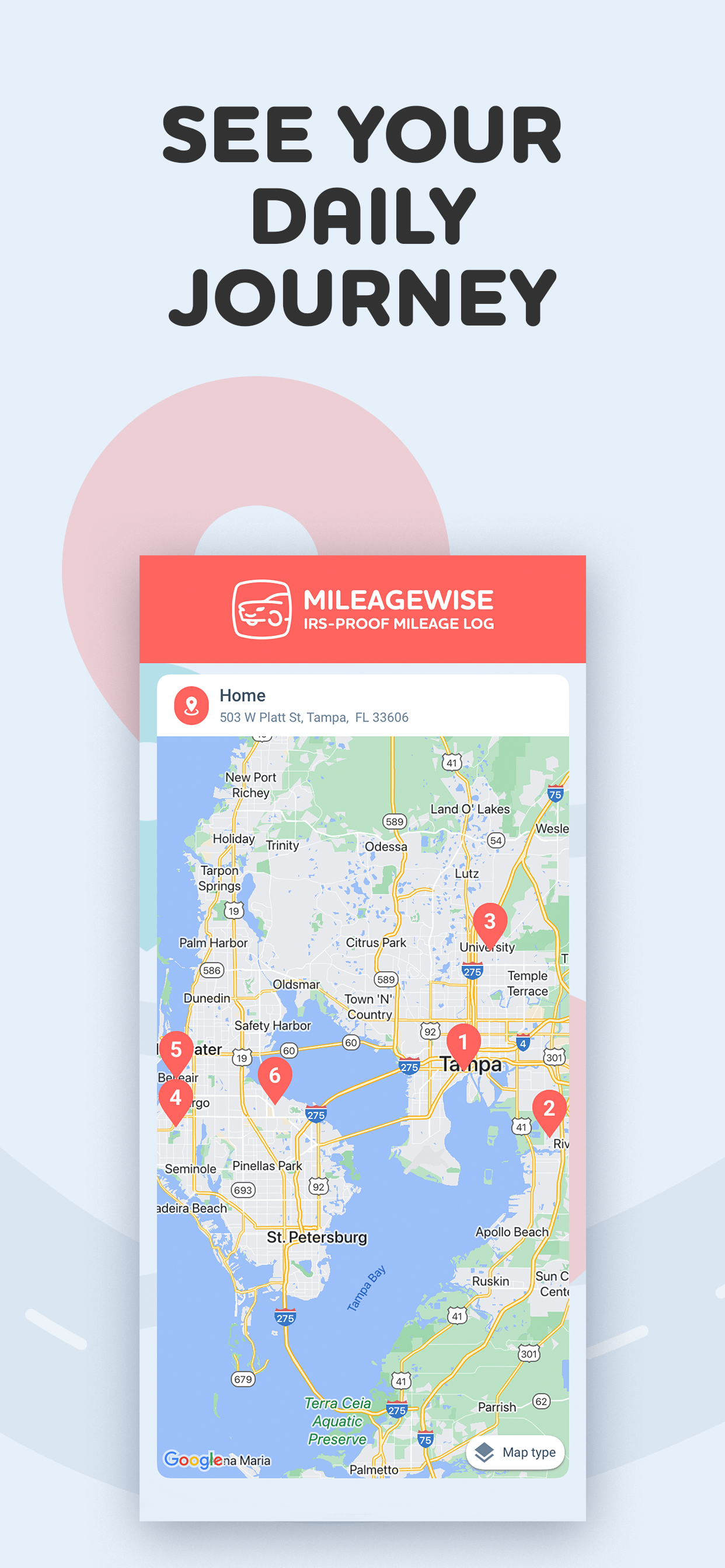 screenshot of MileageWise