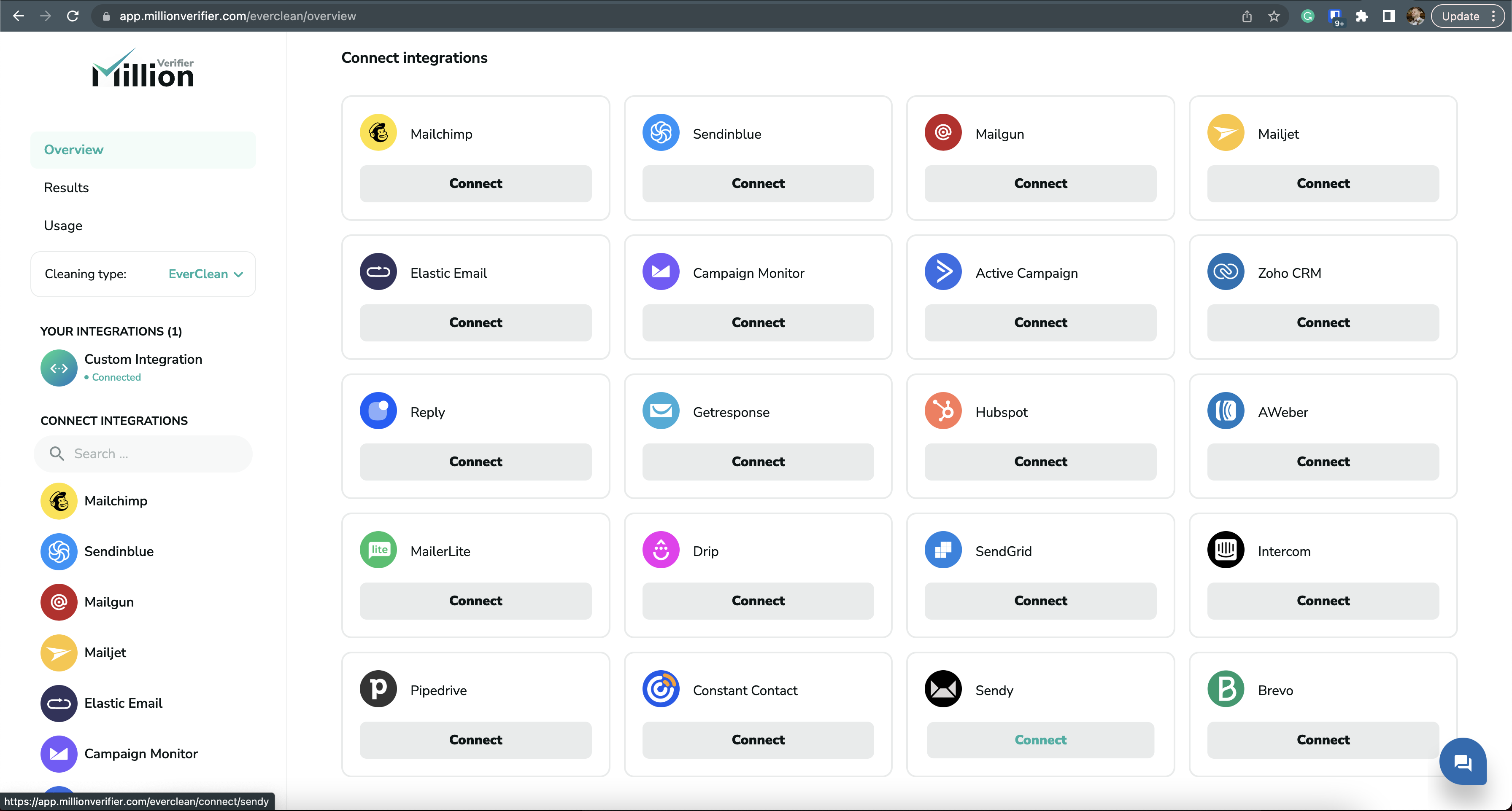 screenshot of MillionVerifier