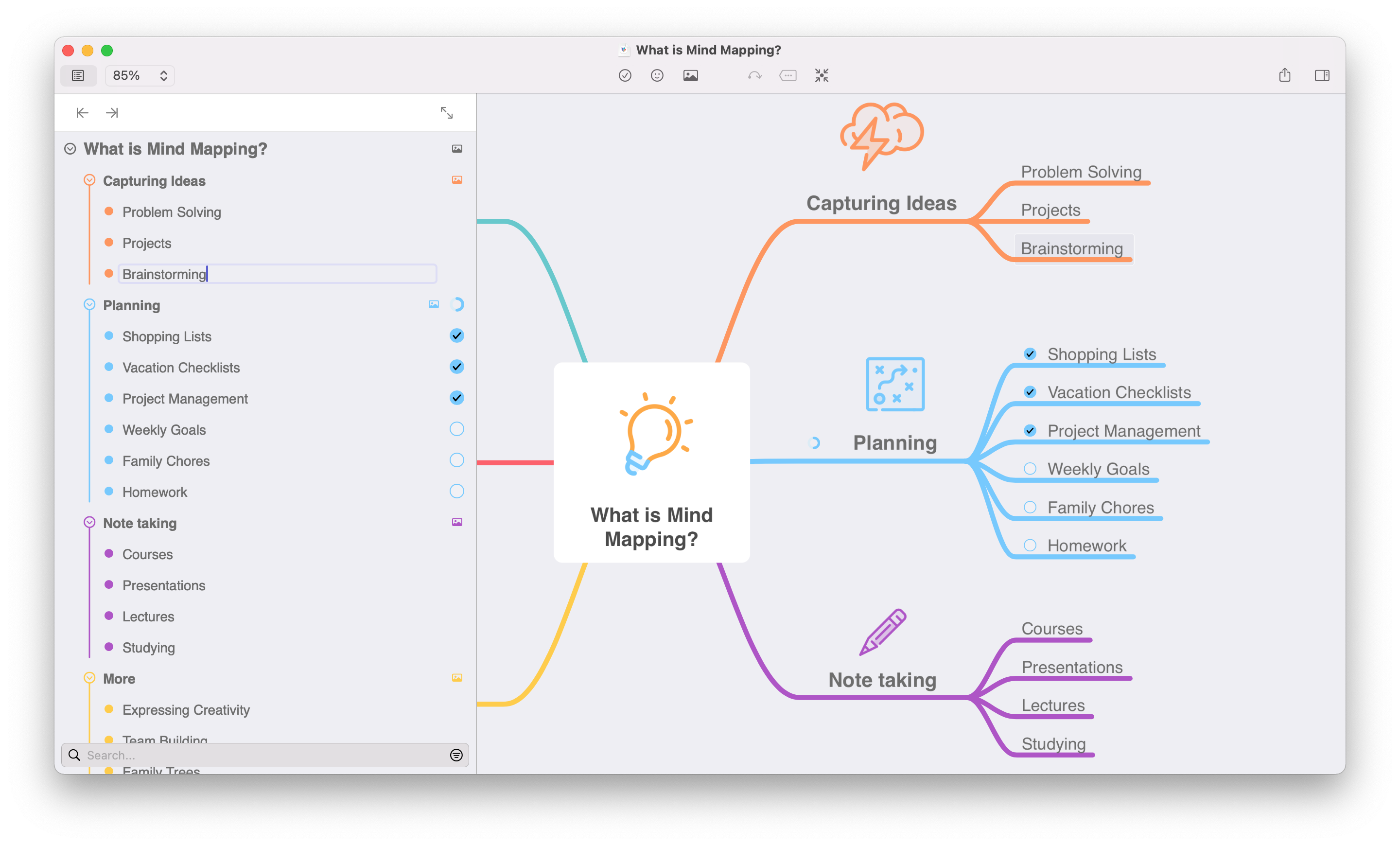 screenshot of MindNode