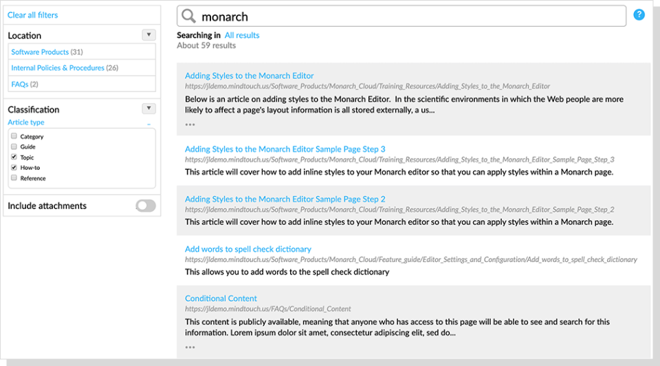 screenshot of MindTouch