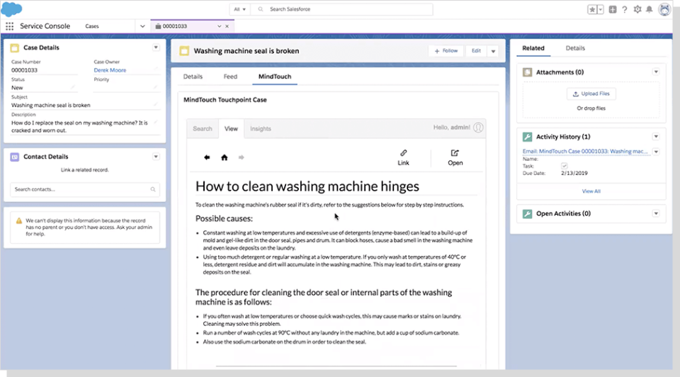 screenshot of MindTouch