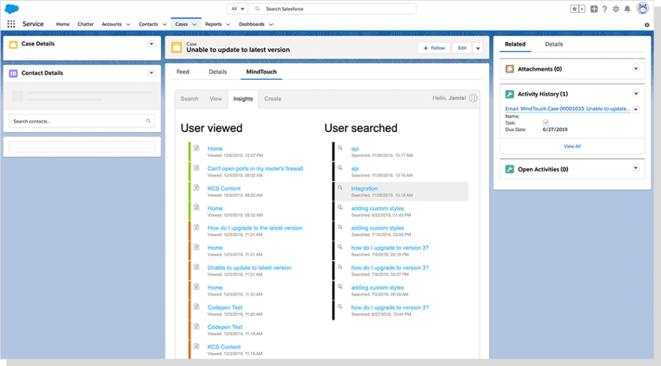 screenshot of MindTouch