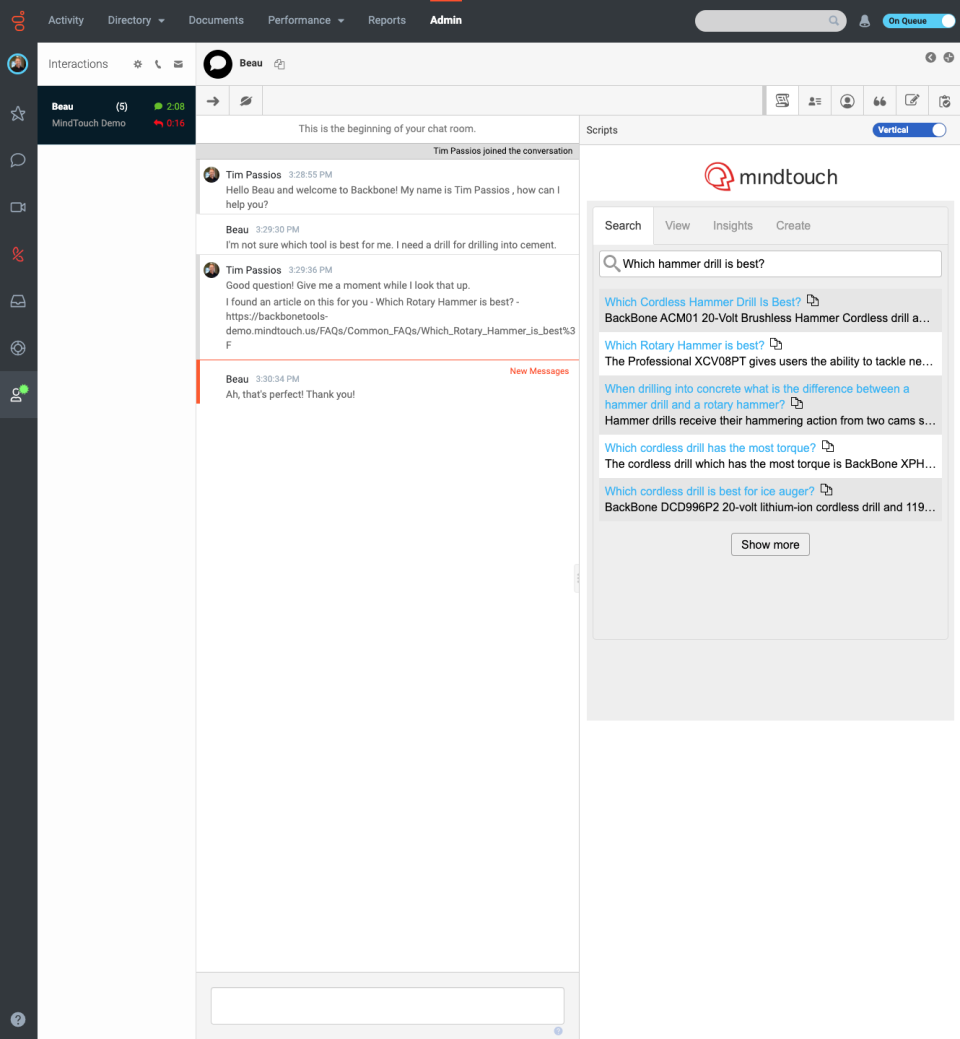 screenshot of MindTouch