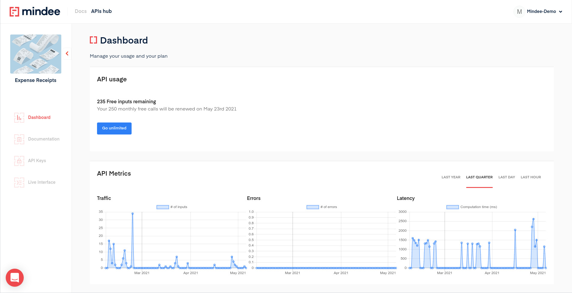 screenshot of Mindee