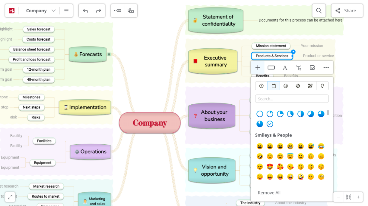 screenshot of Mindomo