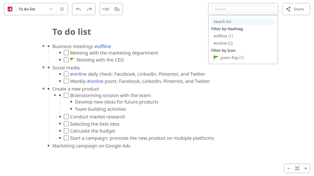 screenshot of Mindomo
