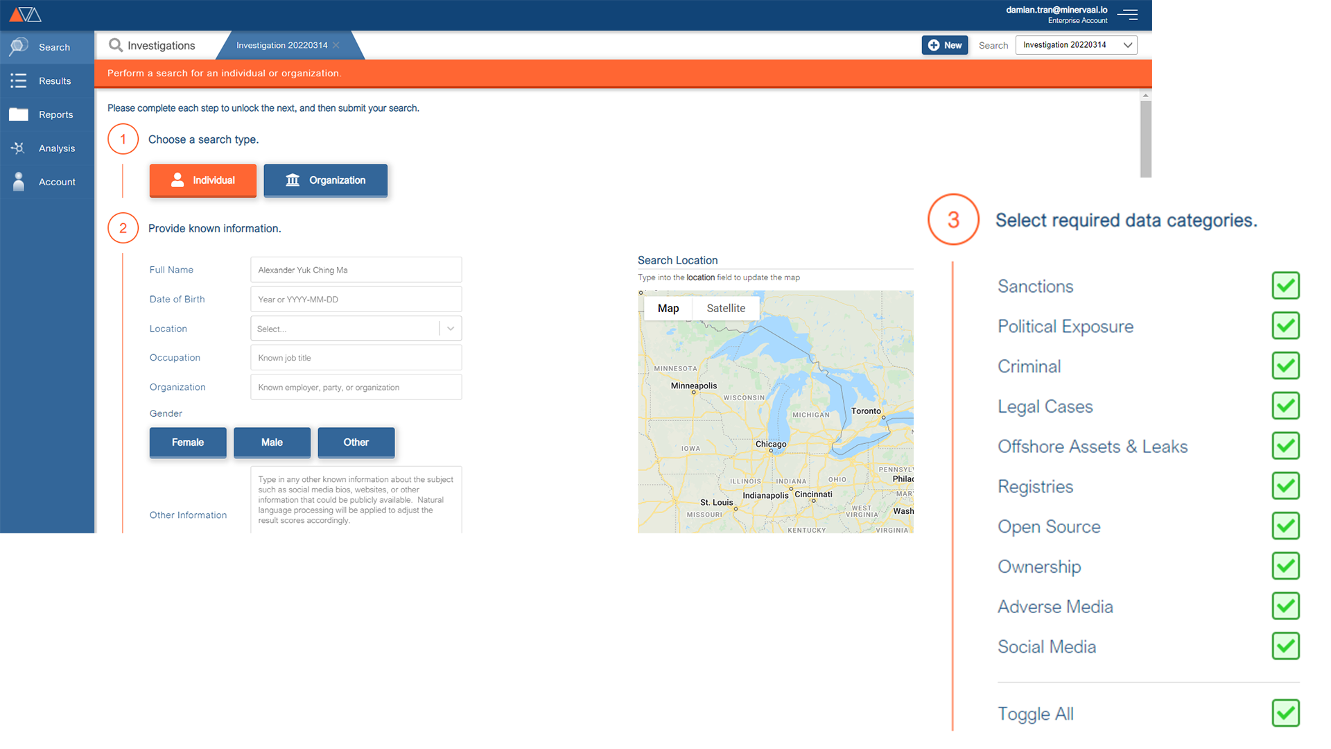 screenshot of MinervaAI