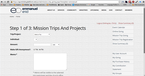 screenshot of MinistryPlatform