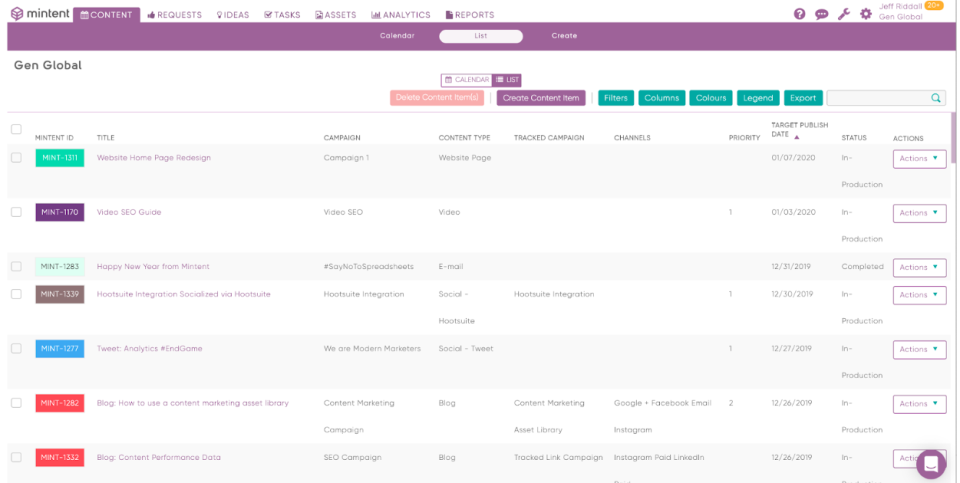 screenshot of Mintent