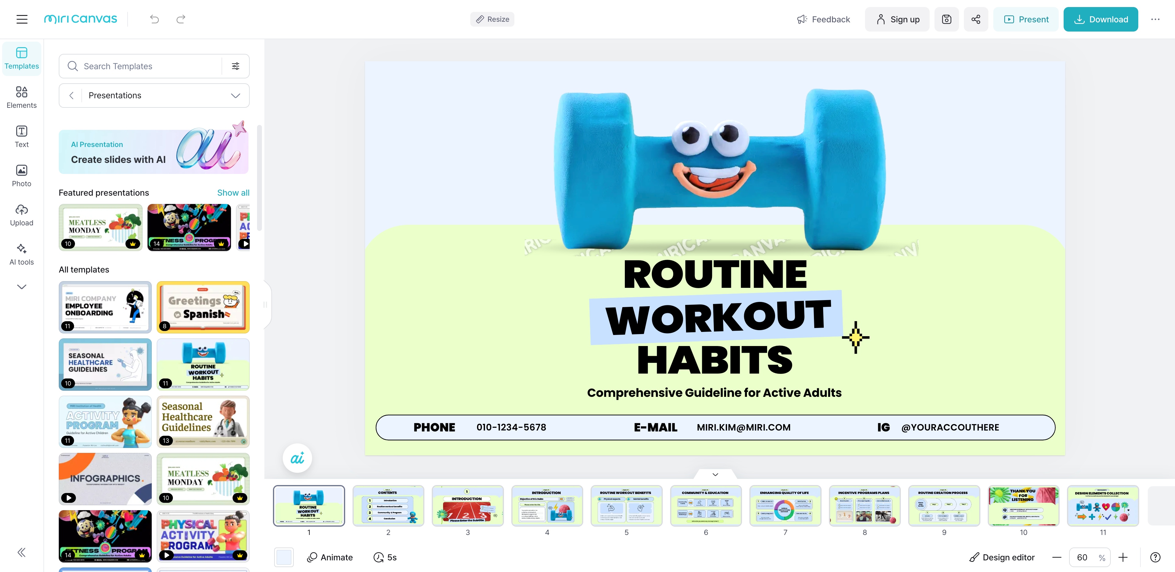 screenshot of MiriCanvas