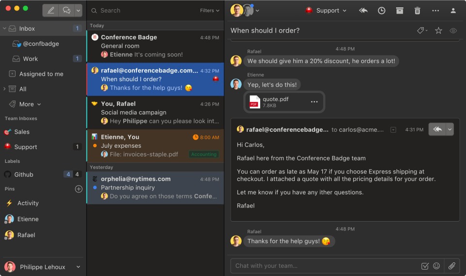 screenshot of Missive