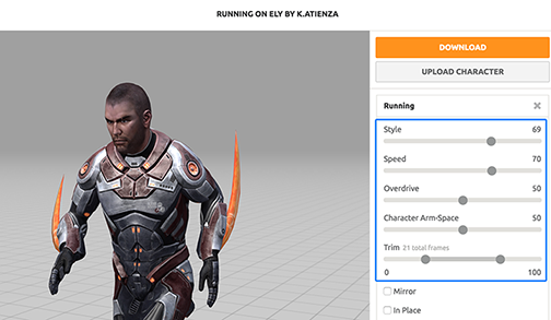 screenshot of Mixamo