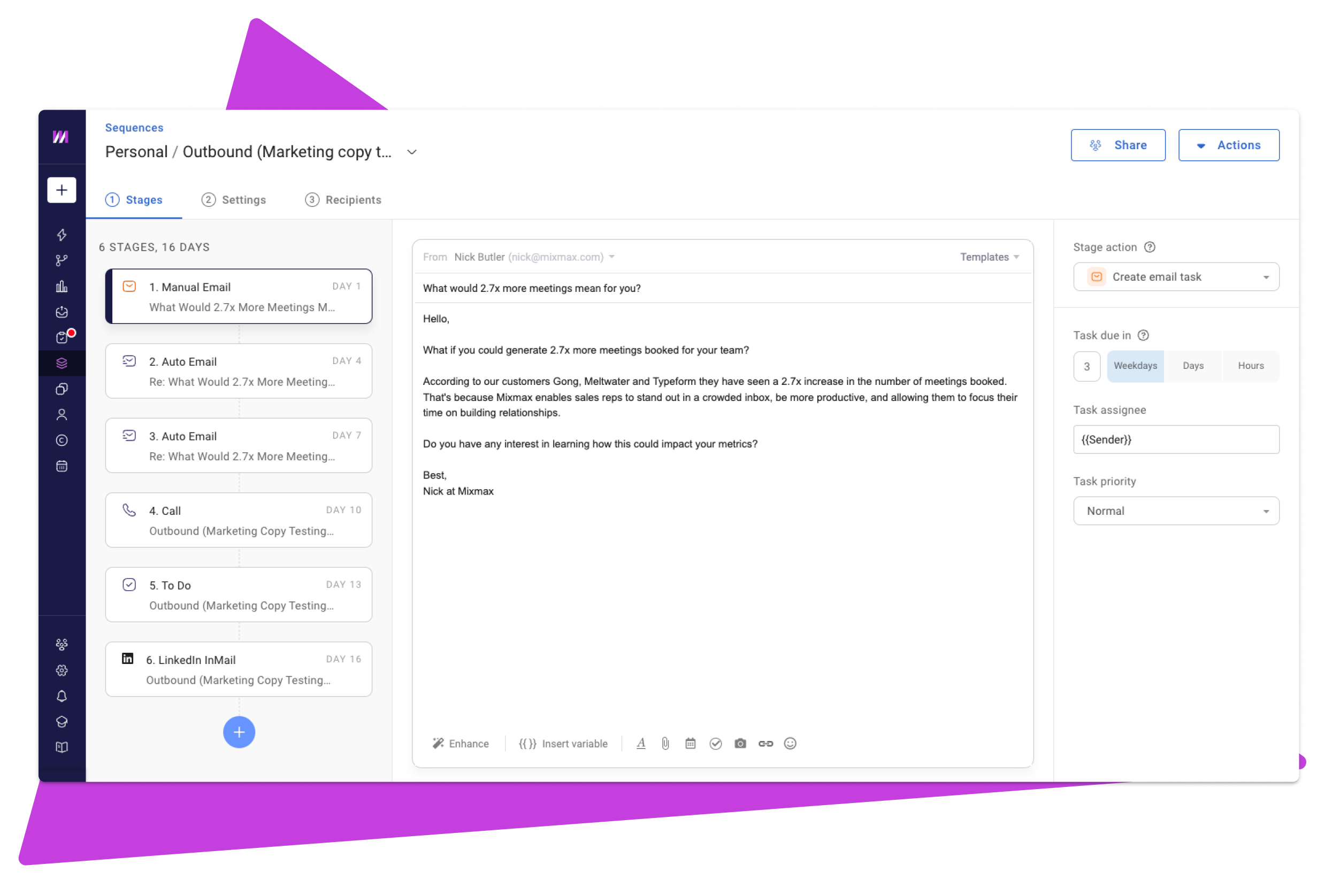 screenshot of Mixmax