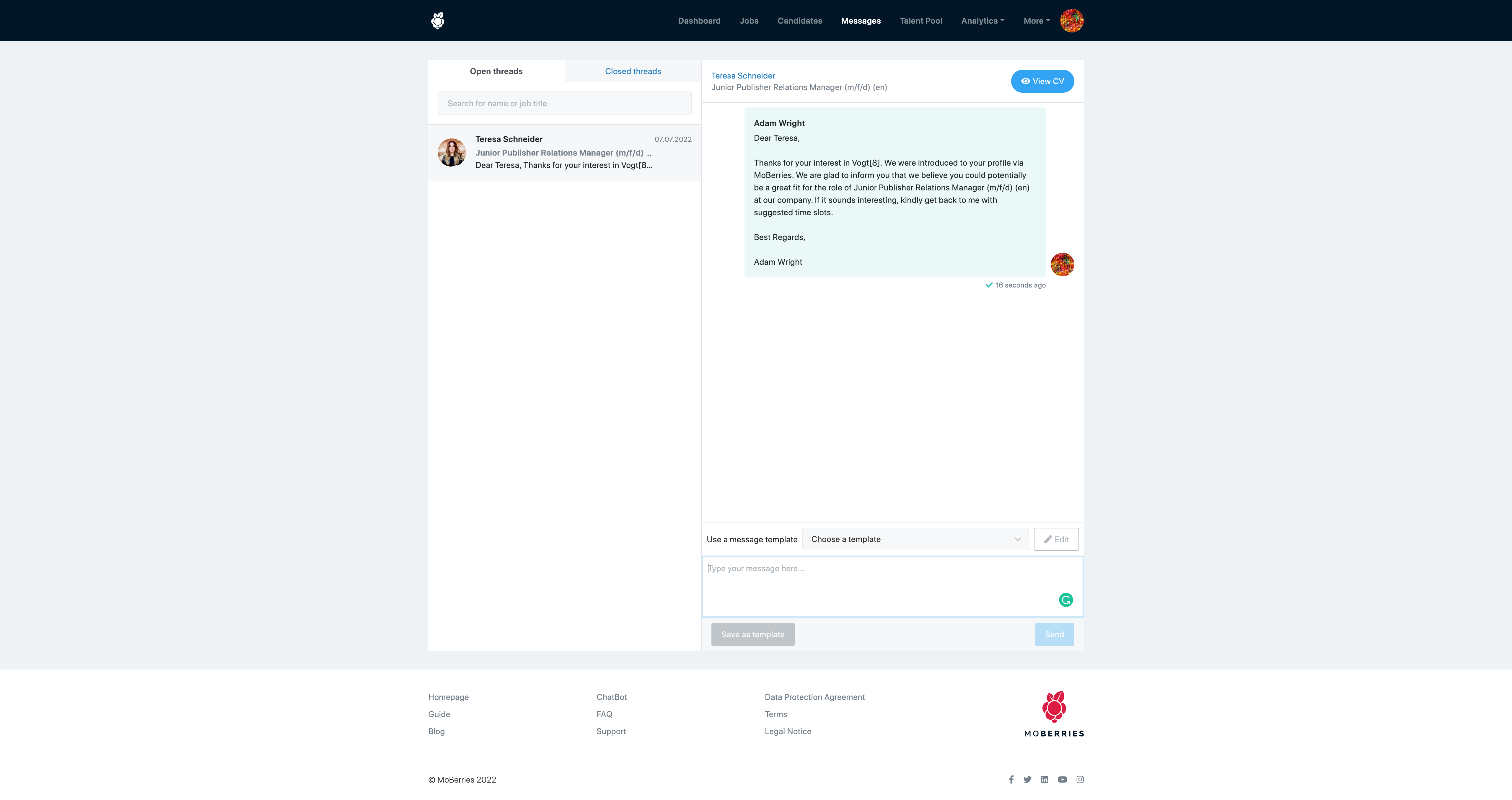 screenshot of MoBerries