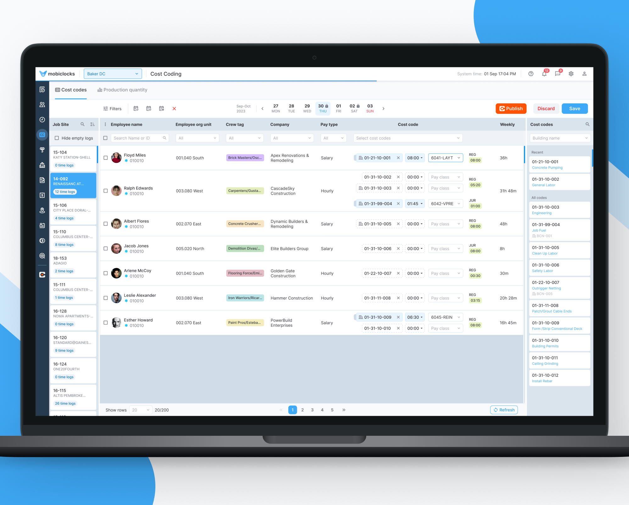 screenshot of Mobiclocks