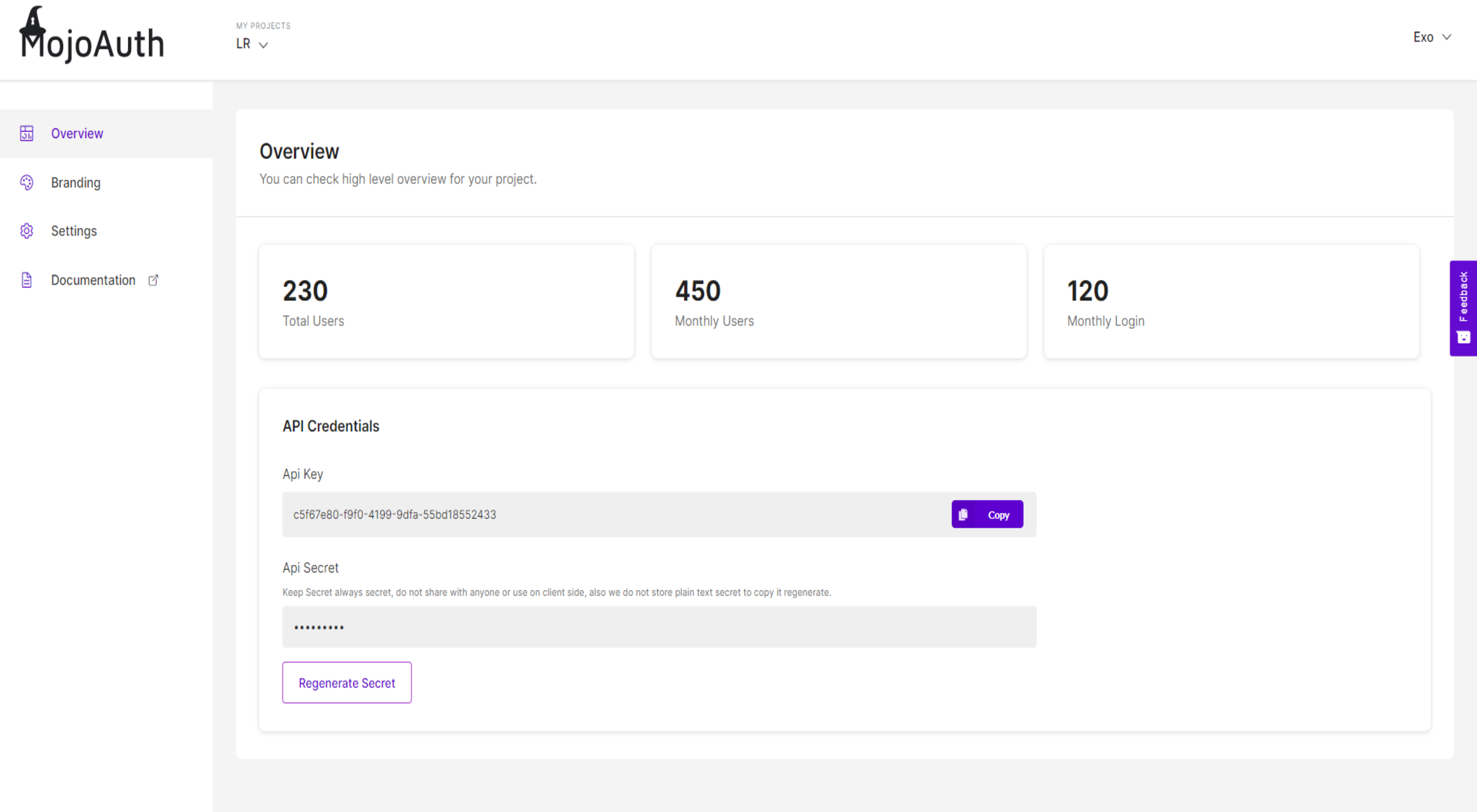 screenshot of MojoAuth