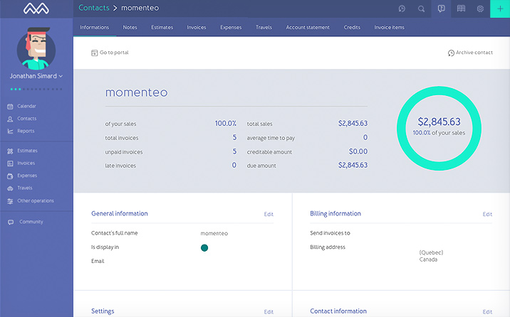 screenshot of Momenteo