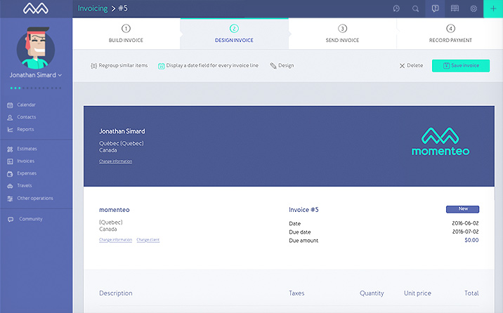 screenshot of Momenteo