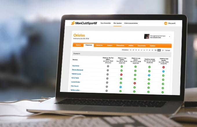 screenshot of MonClubSportif