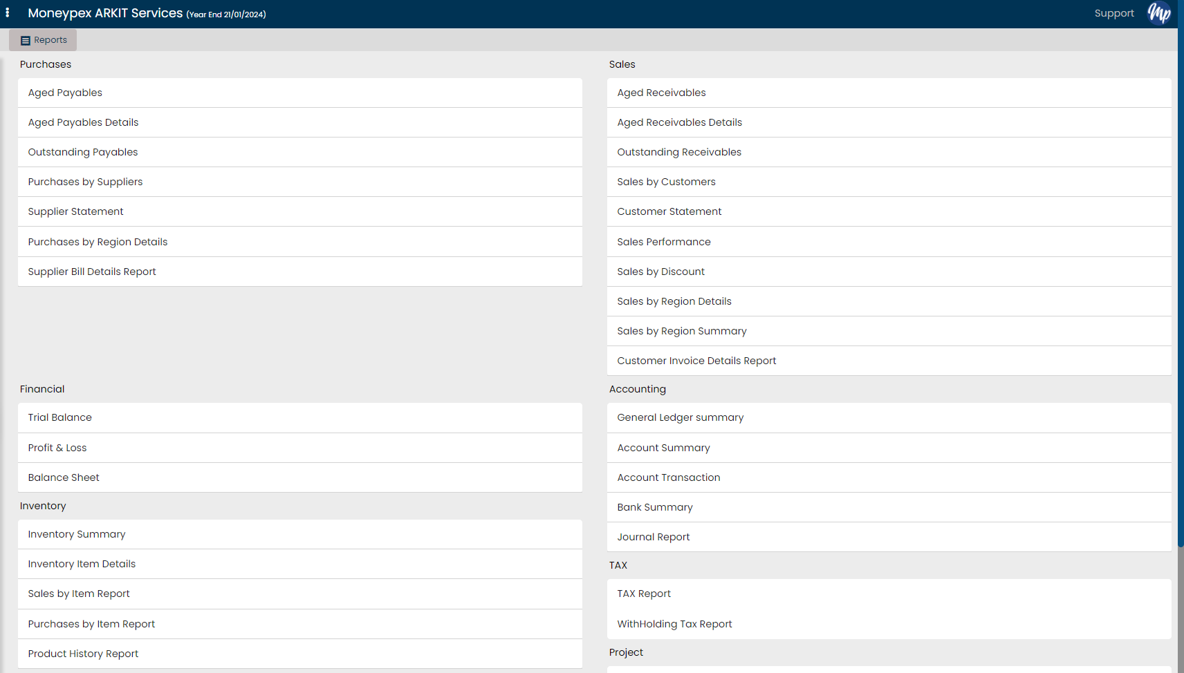 screenshot of Moneypex