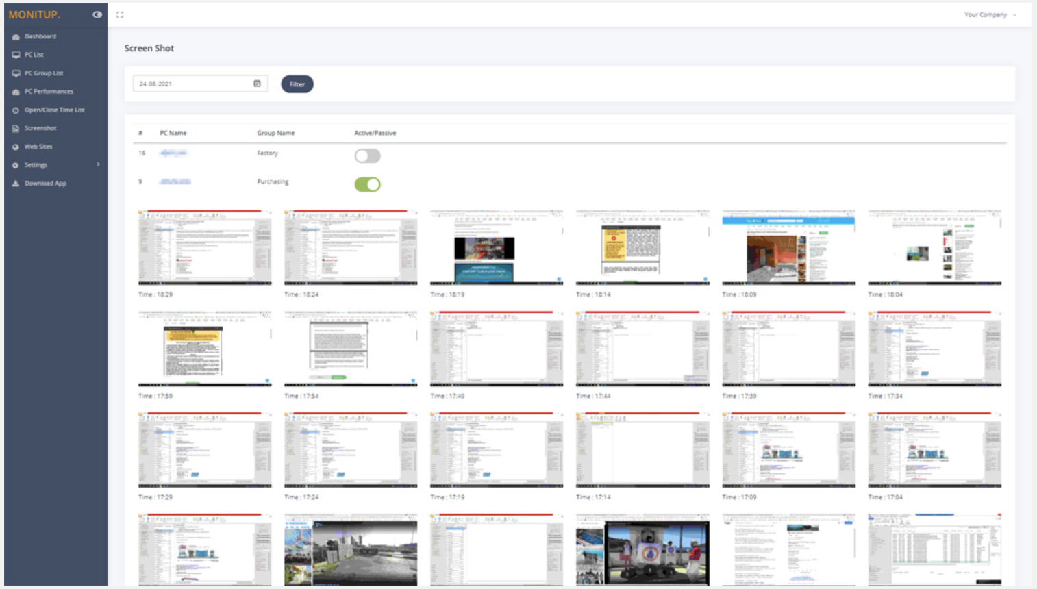 screenshot of MonitUp