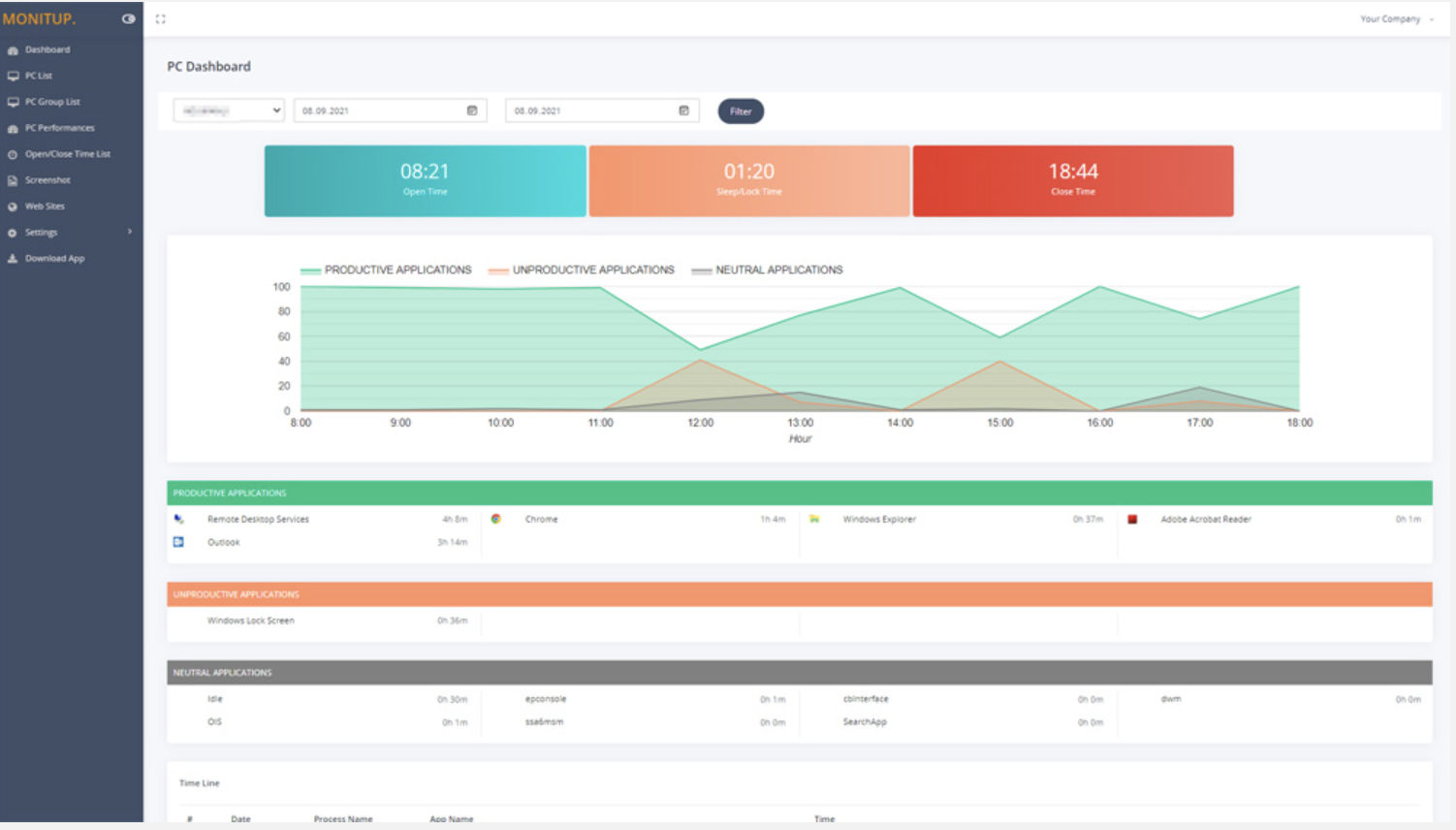 screenshot of MonitUp