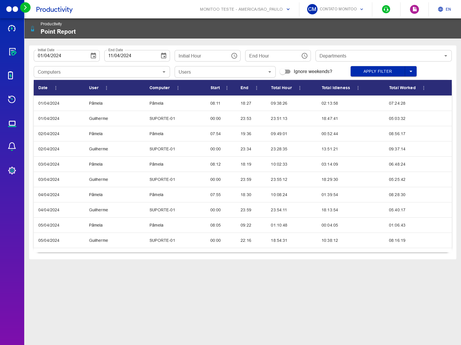 screenshot of Monitoo