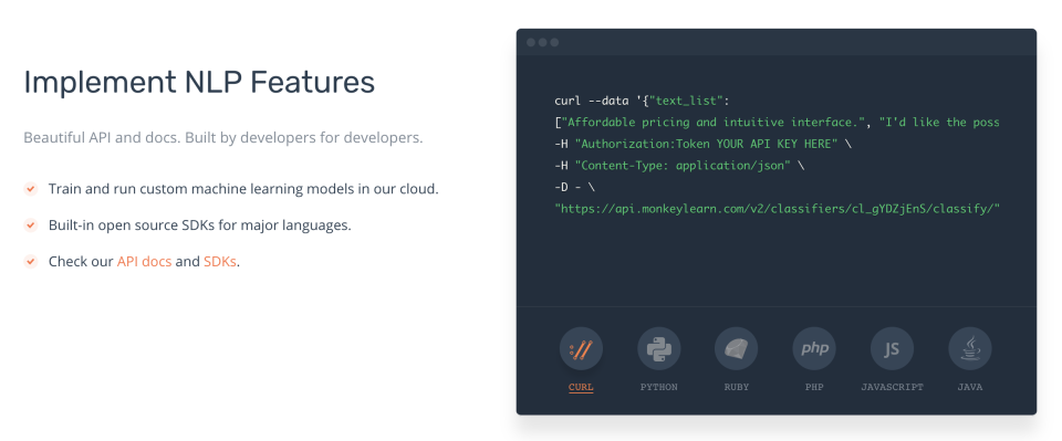 screenshot of MonkeyLearn