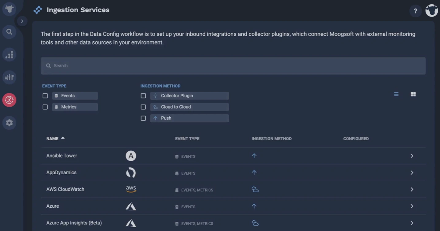 screenshot of Moogsoft