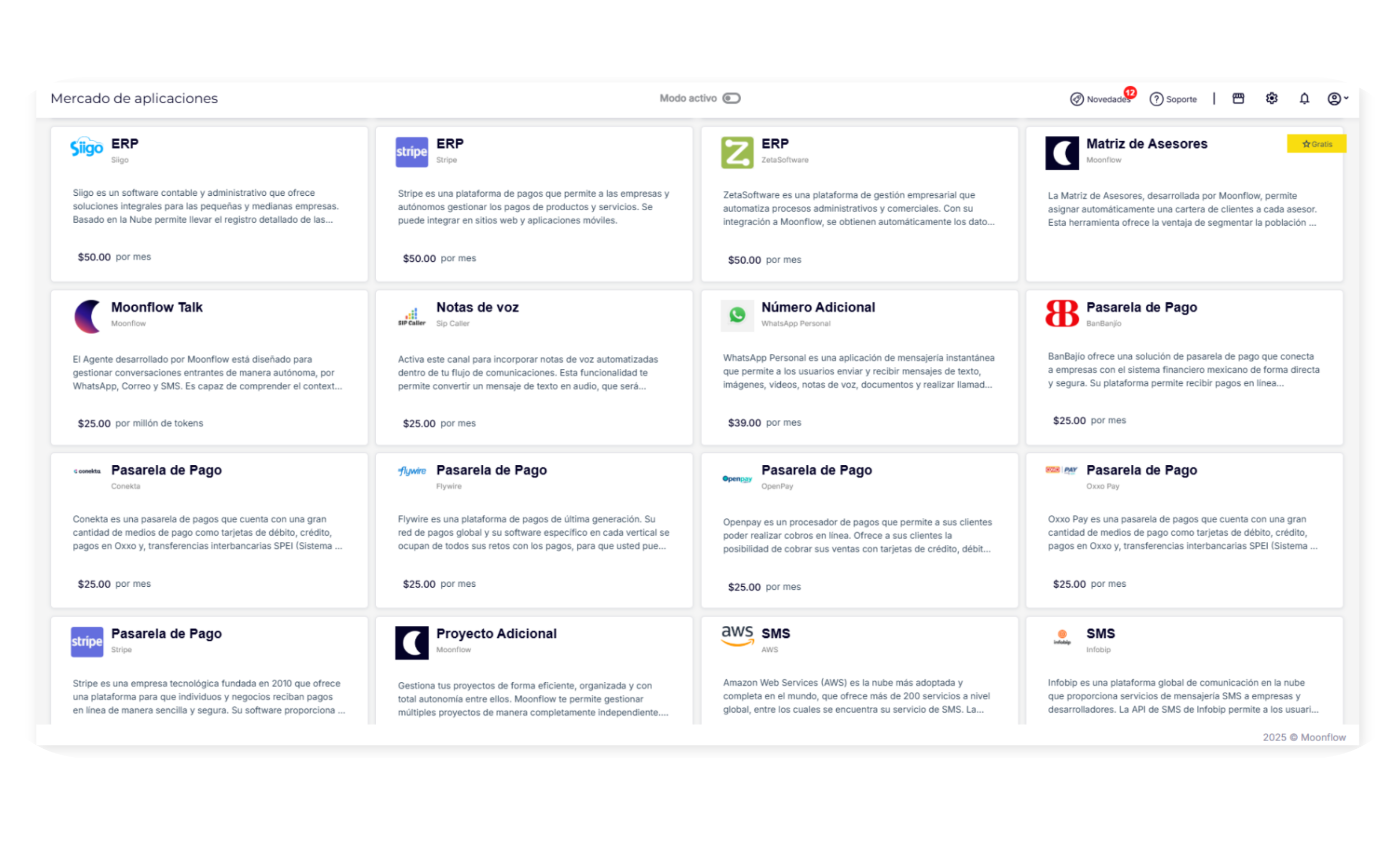 screenshot of Moonflow