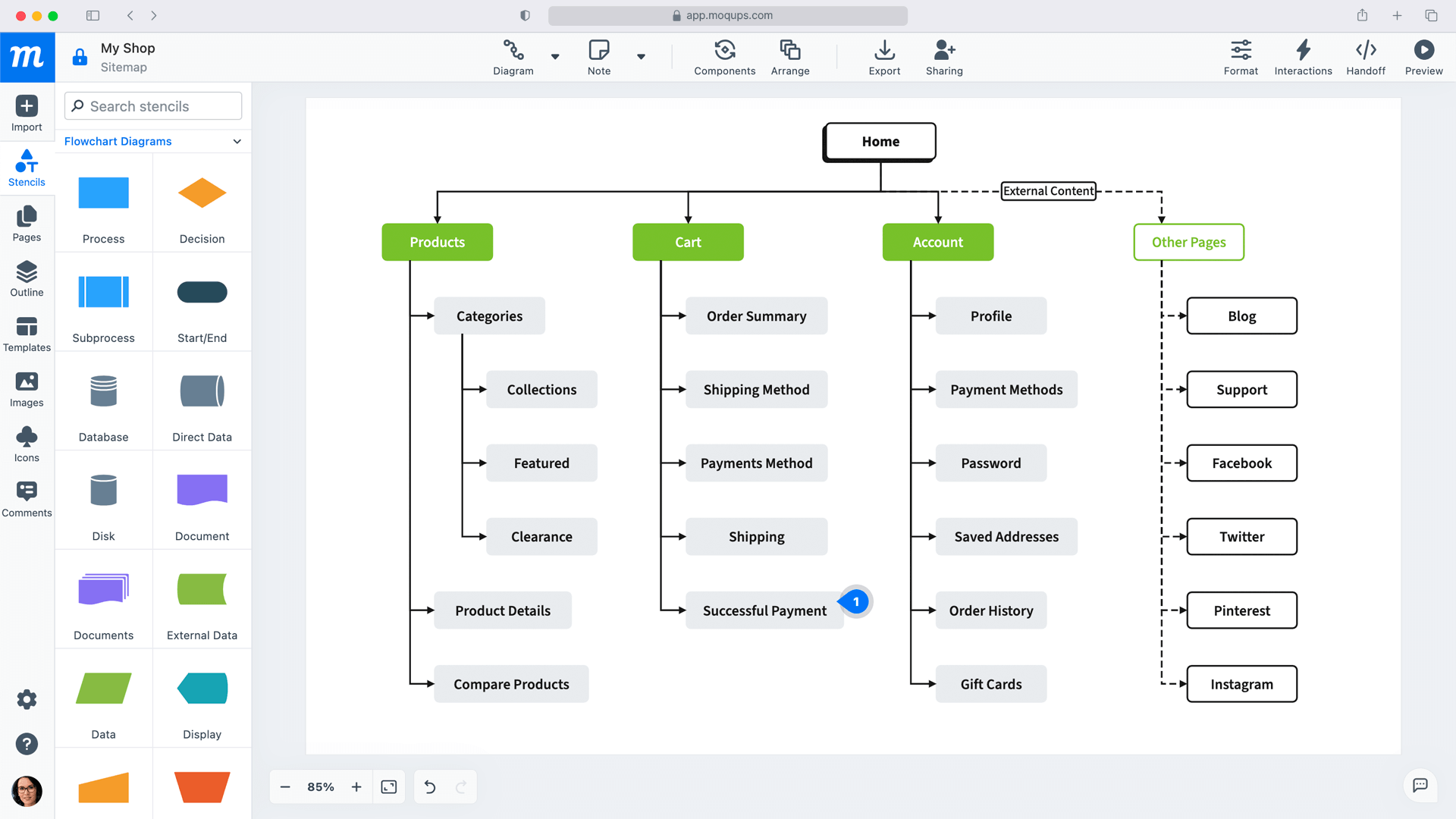 screenshot of Moqups