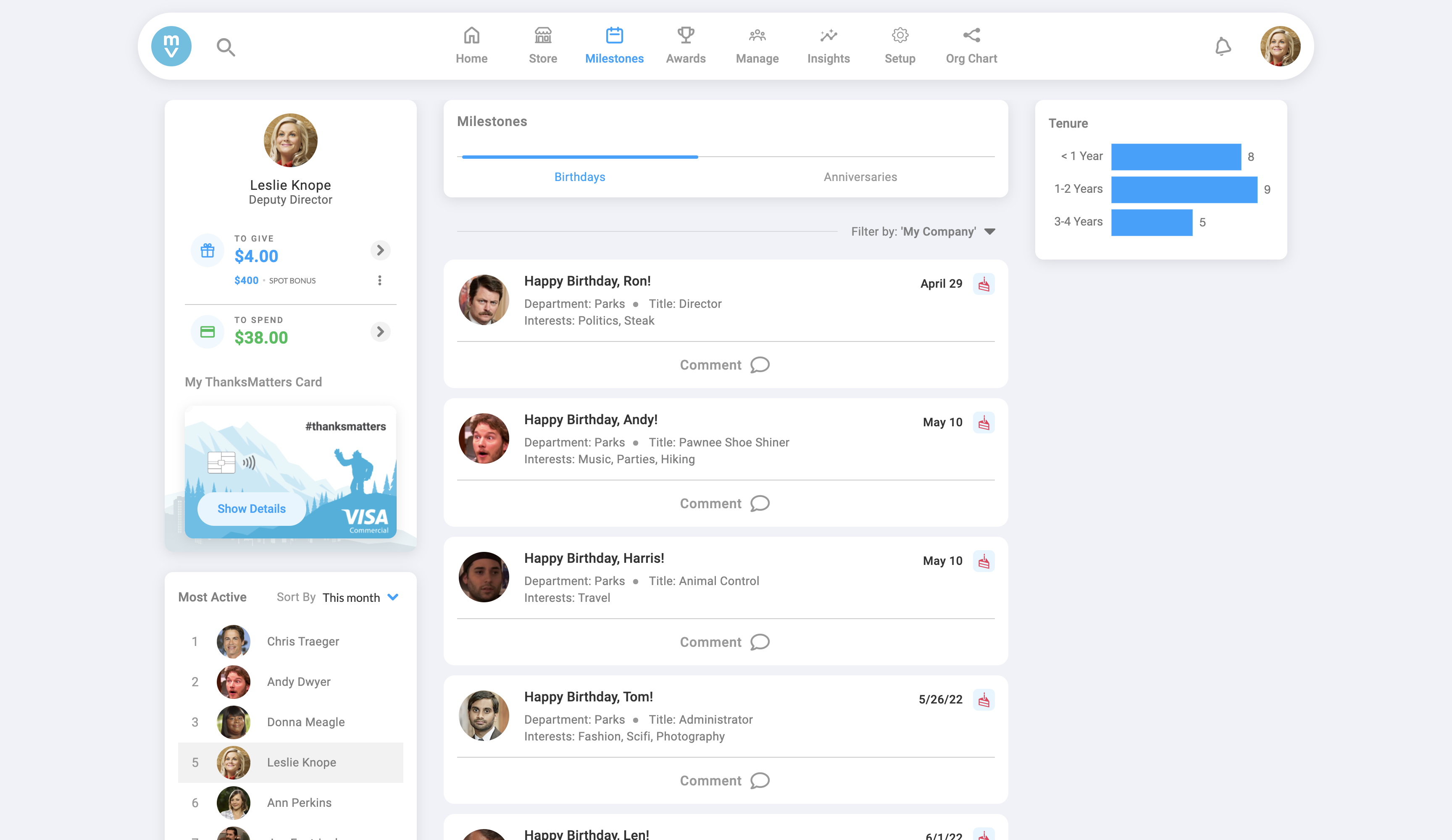 screenshot of Motivosity