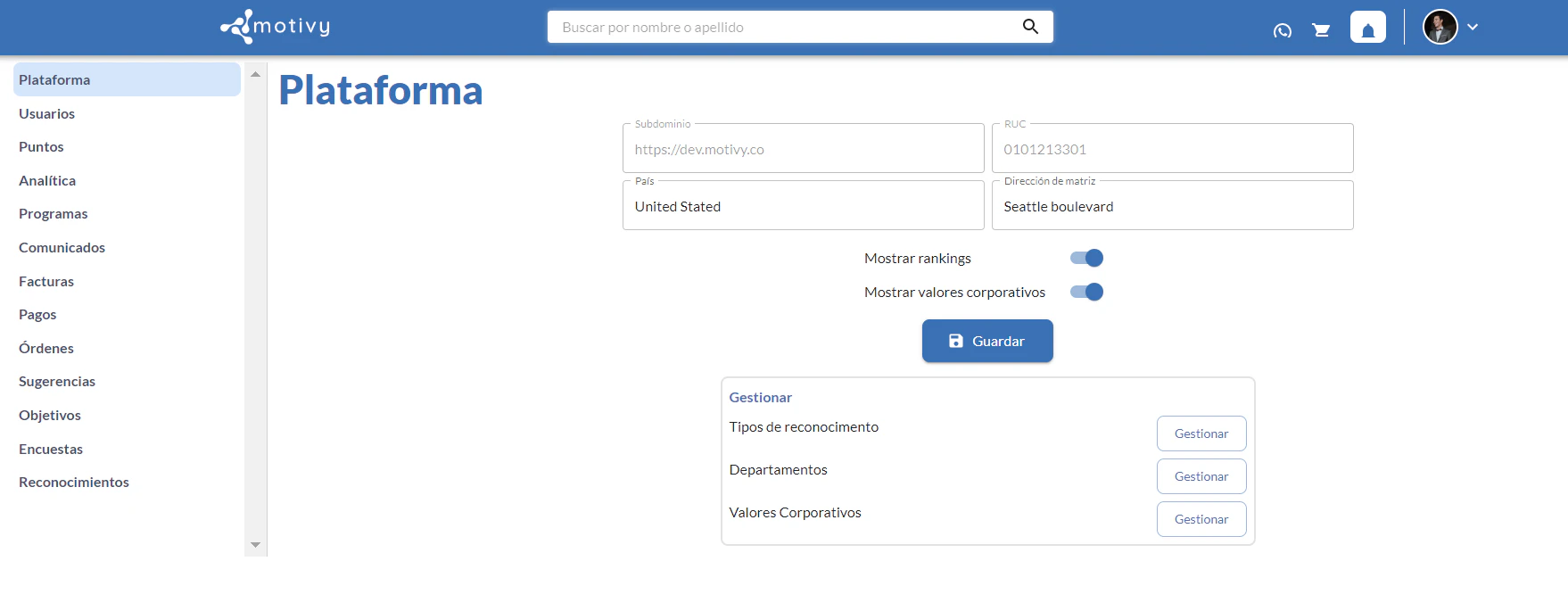 screenshot of Motivy