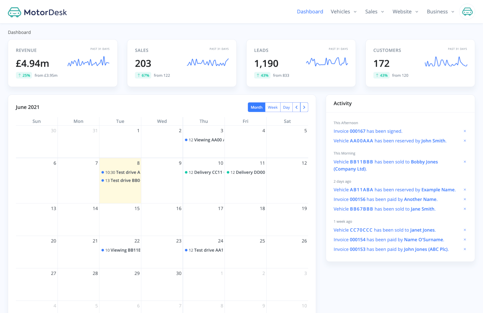 screenshot of MotorDesk