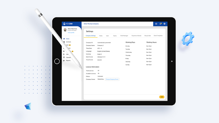 screenshot of MoversTech