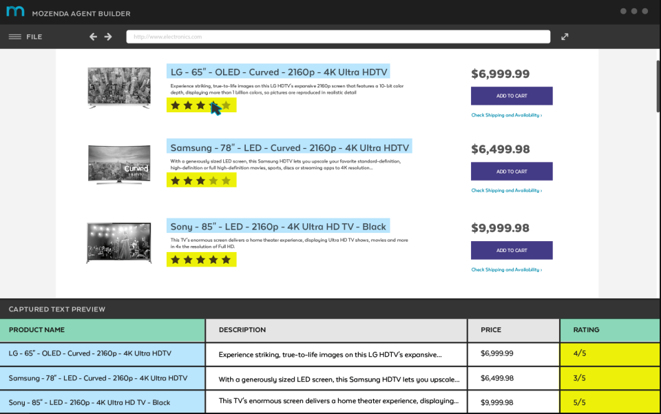 screenshot of Mozenda