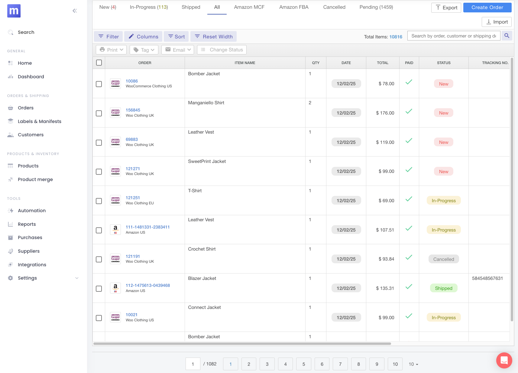 screenshot of Multiorders