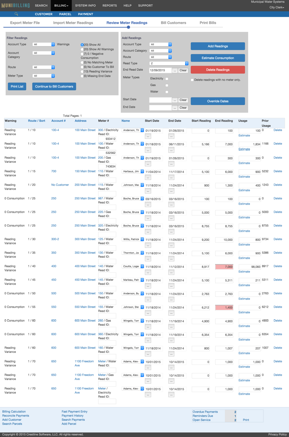 screenshot of MuniBilling