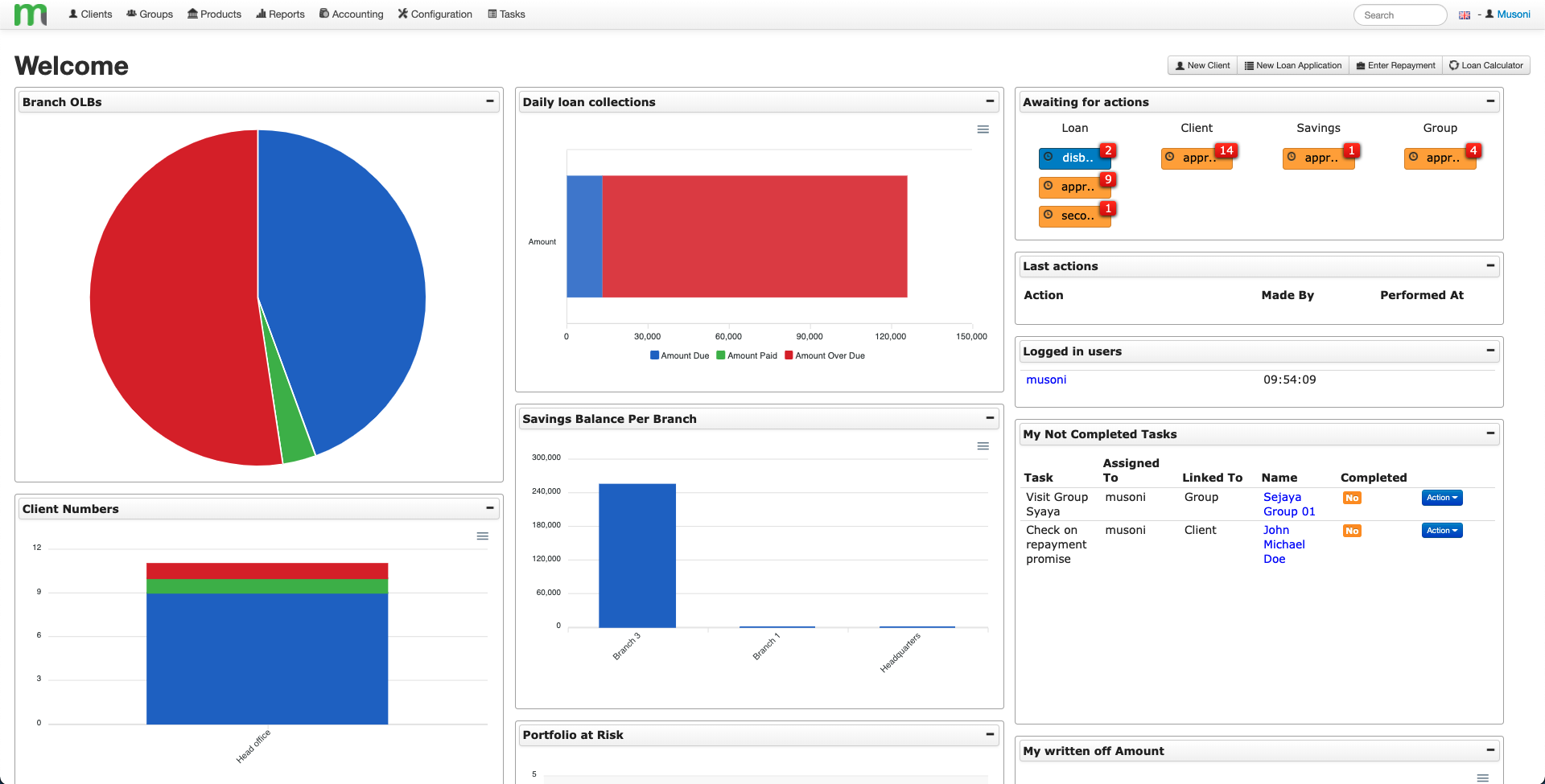 screenshot of Musoni