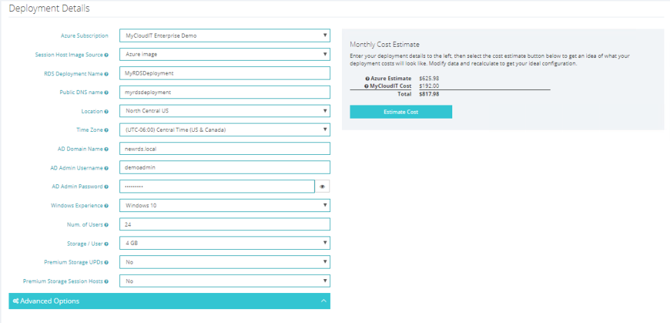 screenshot of MyCloudIT