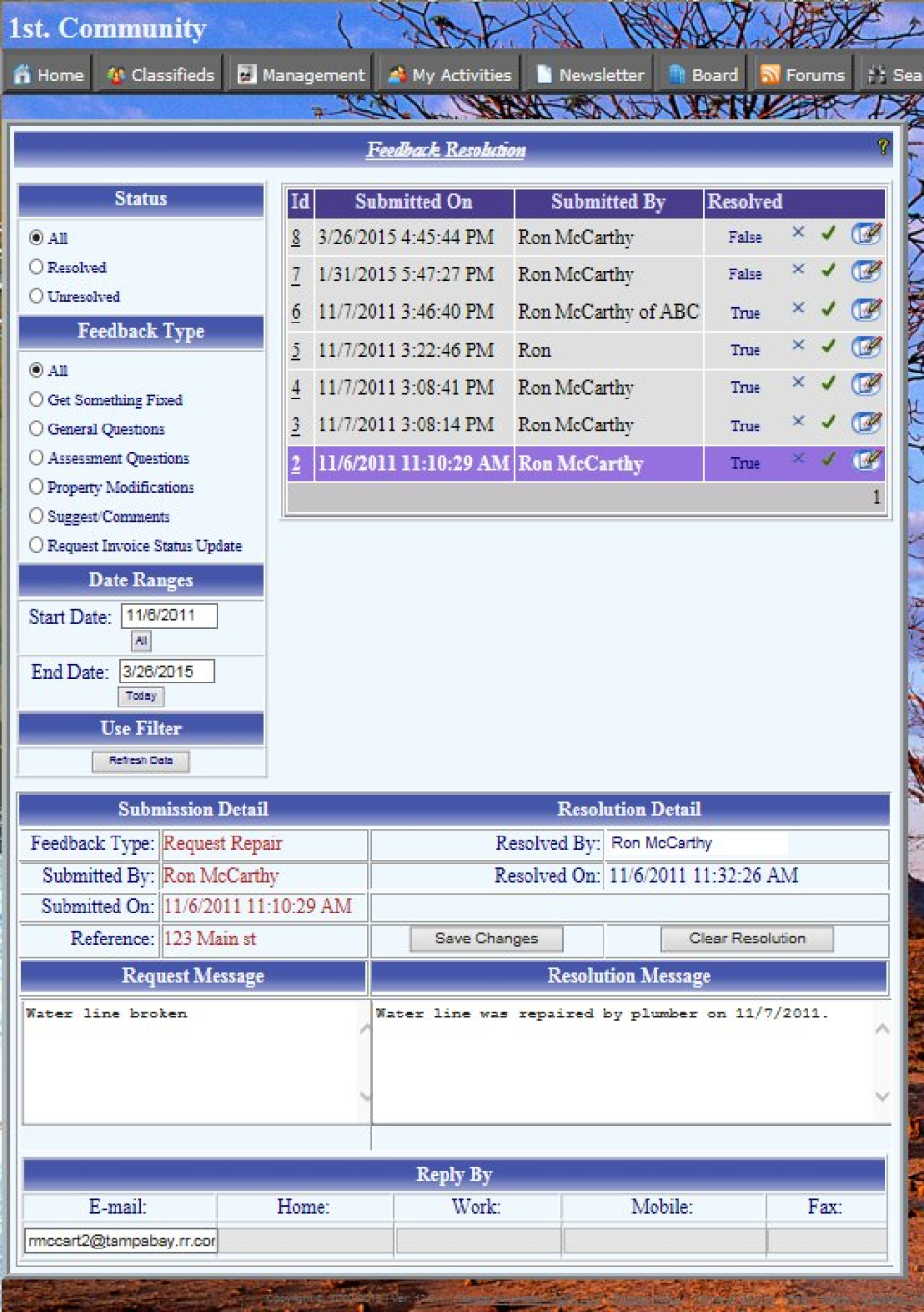 screenshot of MyCommunity